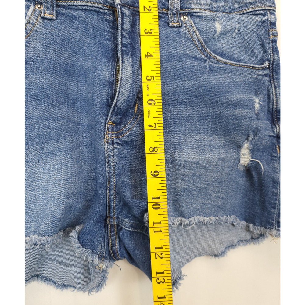 H&M Denim Shorts Cut Off Frayed Hem Women 8 / 2.5 Blue Hot Pants Beach Summer - Picture 4 of 10